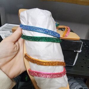 INC International Concepts Women's Colorful Sandals with Rhinestone Straps